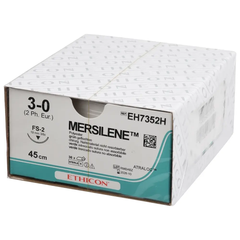 ETHICON Johnson & Johnson MEDICAL MERSILENE - Packung 36 Stück grün, 45 cm, FS2, USP 3-0, Stärke 2