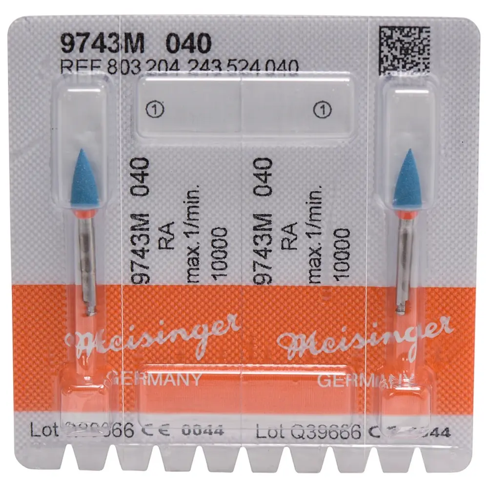 Hager & Meisinger Diamantpolierer 9743 - Packung 2 Stück blau mittel, RA, Figur 243, 10 mm, ISO 040