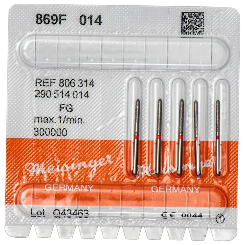 Hager & Meisinger Diamanten 869 - Packung 5 Stück rot fein, FG, Figur 290 Torpedo, 10 mm, ISO 014