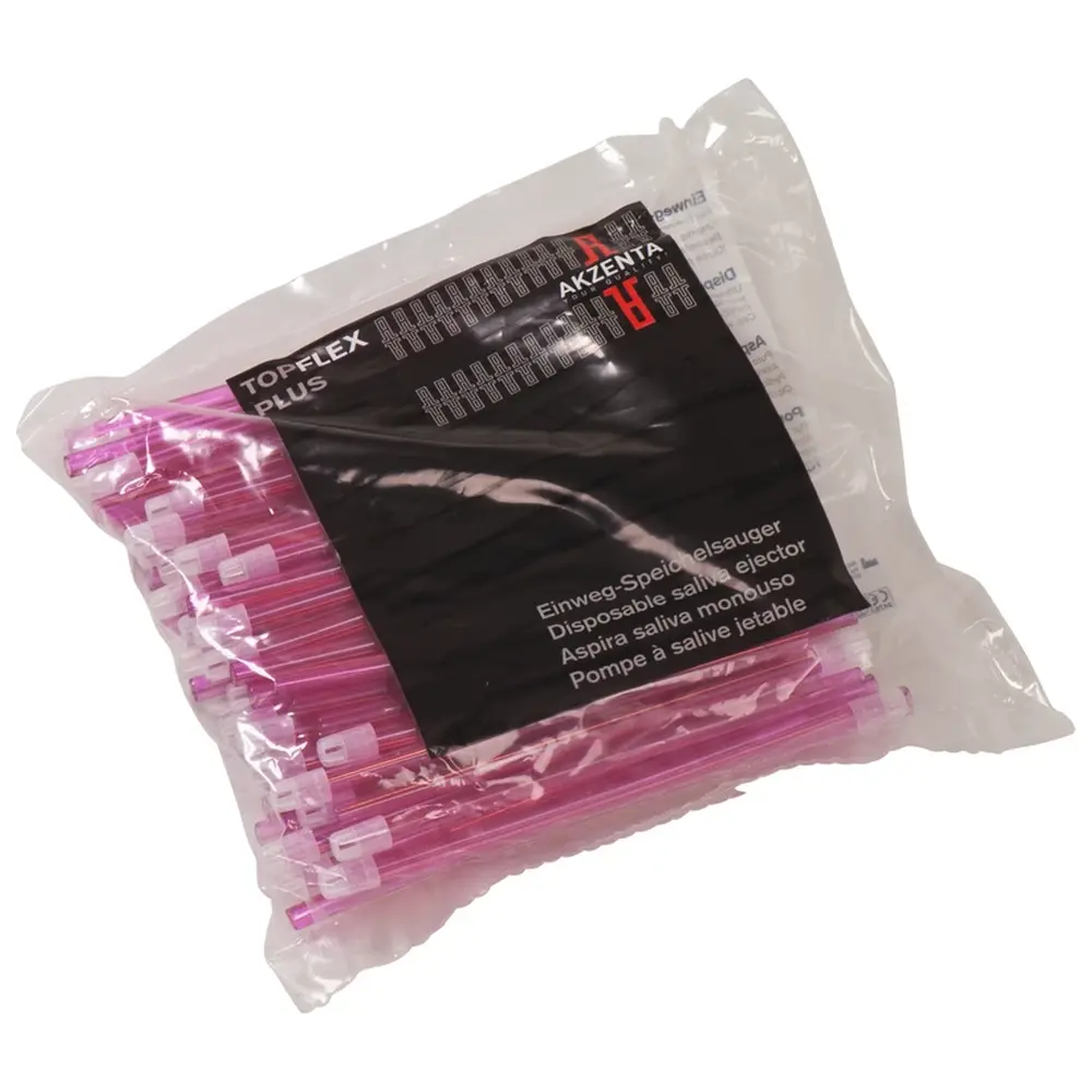 Akzenta TOP FLEX Speichelsauger - Packung 100 Stück pink