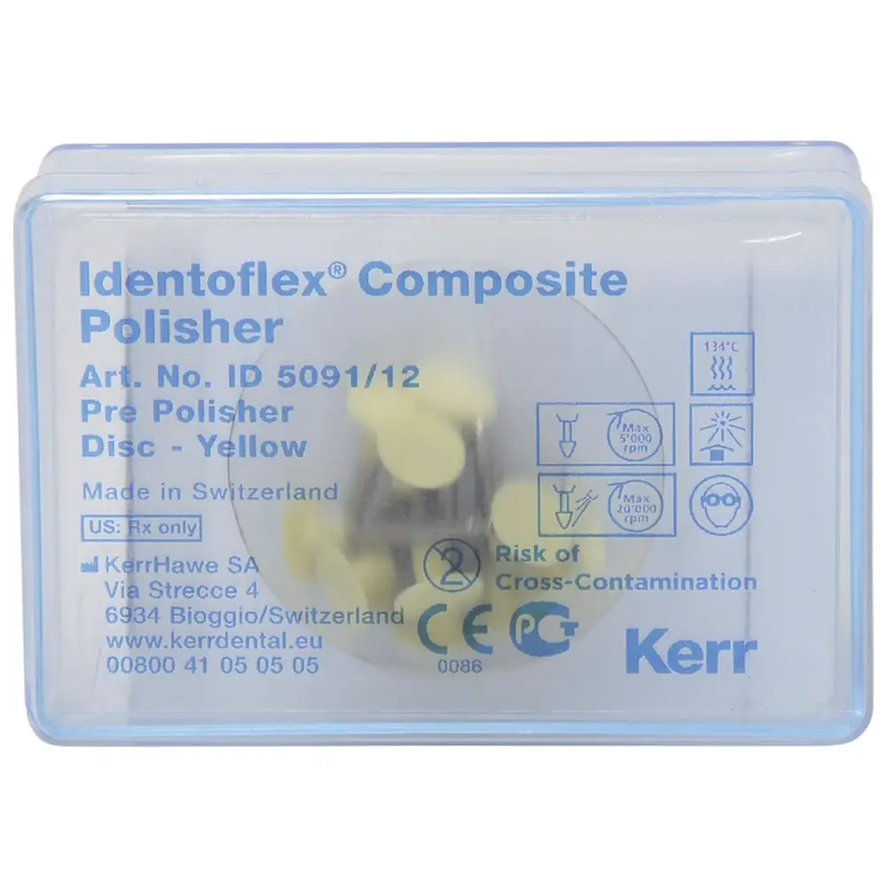 Kerr Identoflex™ Composite - Packung 12 Stück gelb, RA, Figur Scheibe, 0,7 mm, Ø 9,6 mm