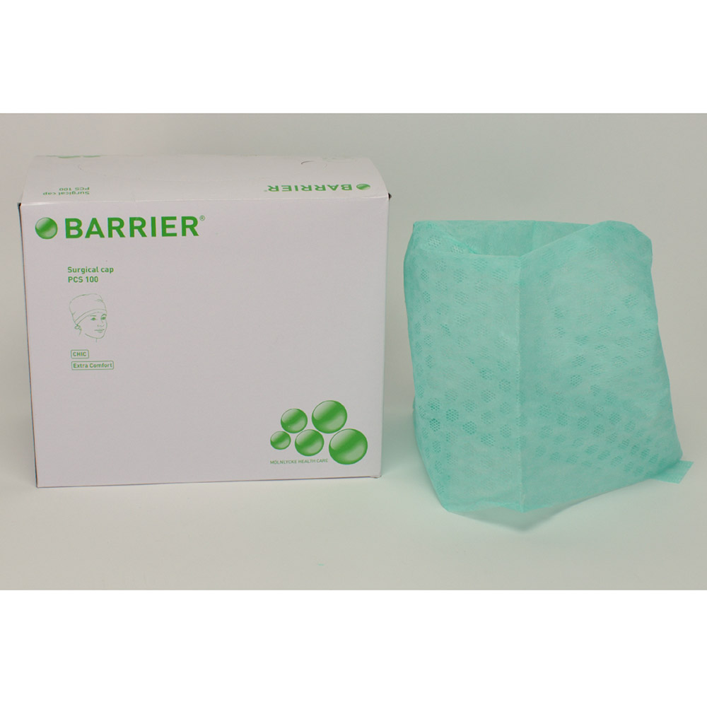 Barrier OP-Haube Chic grün m.Band 100St