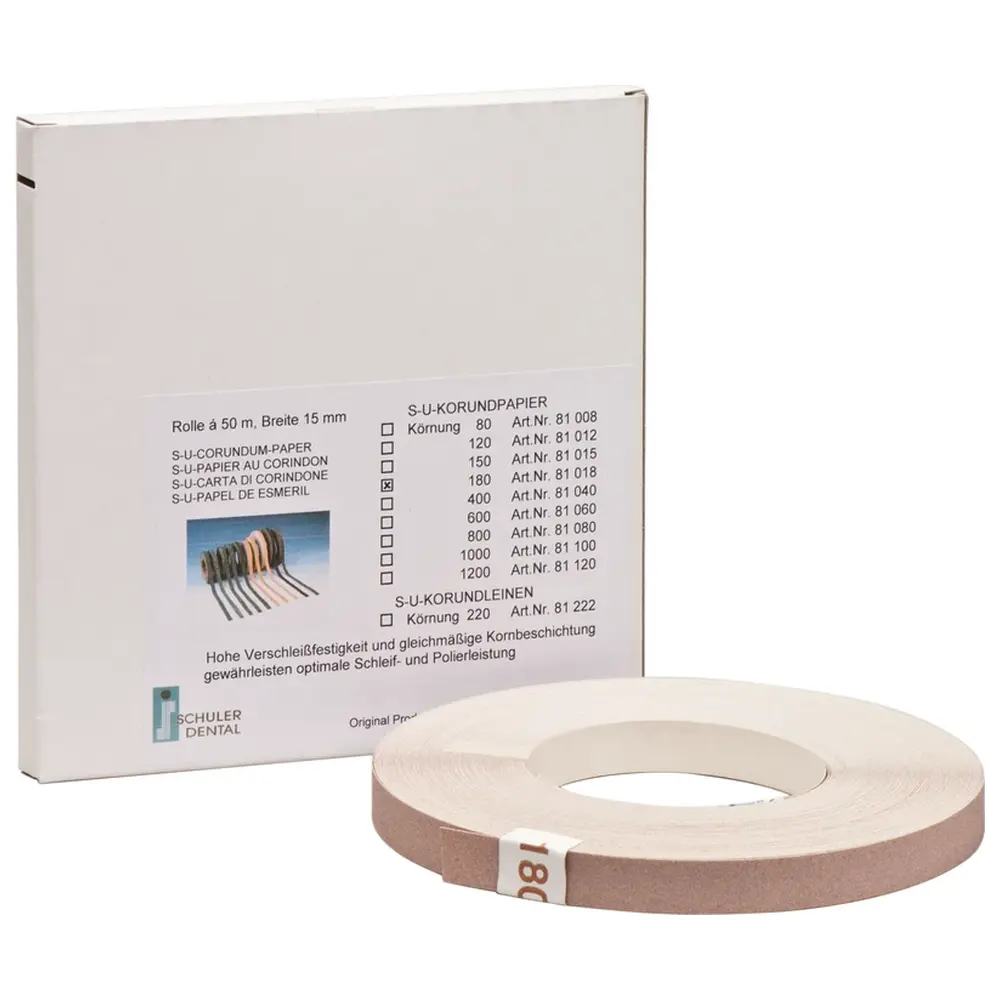 SCHULER-DENTAL S-U-KORUNDPAPIER - Rolle 50 m Papier Körnung 180