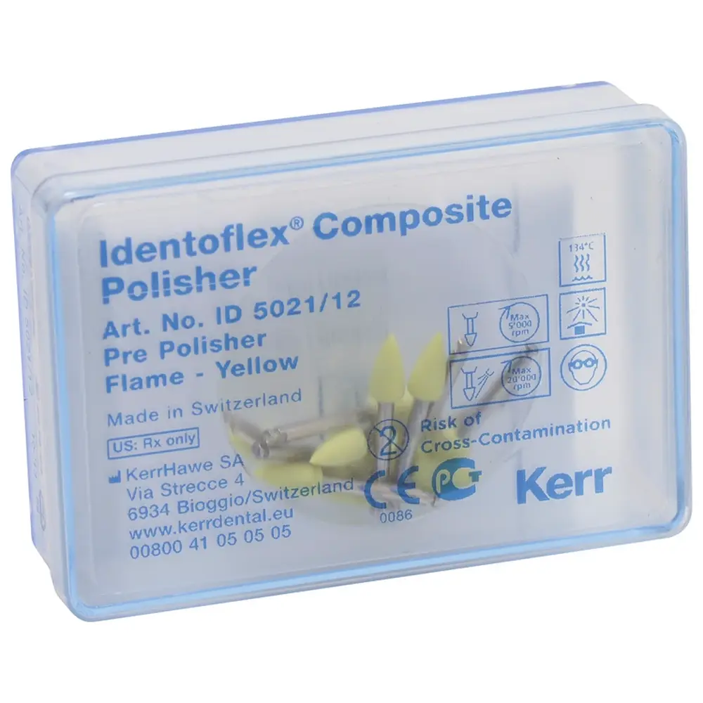 Kerr Identoflex™ Composite - Packung 12 Stück gelb, RA, Figur Flamme, 10,2 mm, Ø 5 mm Kerr Identoflex™ Composite - Packung 12 Stück gelb, RA, Figur Flamme, 10,2 mm, Ø 5 mm