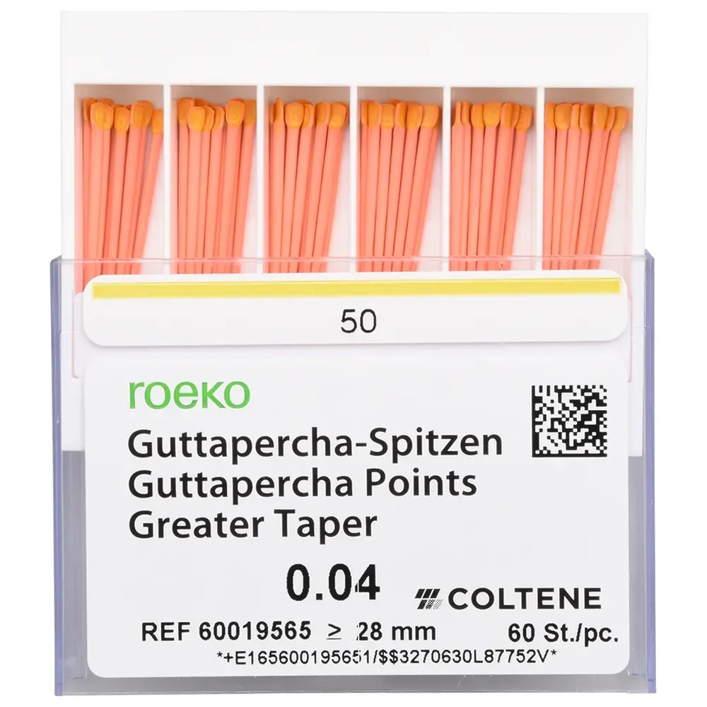 COLTENE Guttapercha Greater Taper - Packung 60 Stück Taper.04 ISO 050