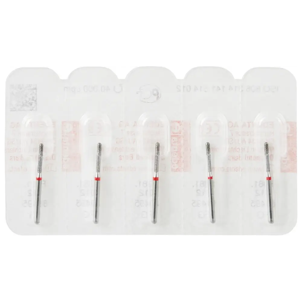 Edenta Diamanten 881 - Packung 5 Stück rot fein, FG, Figur 141 Zylinder rund, 6 mm, ISO 012