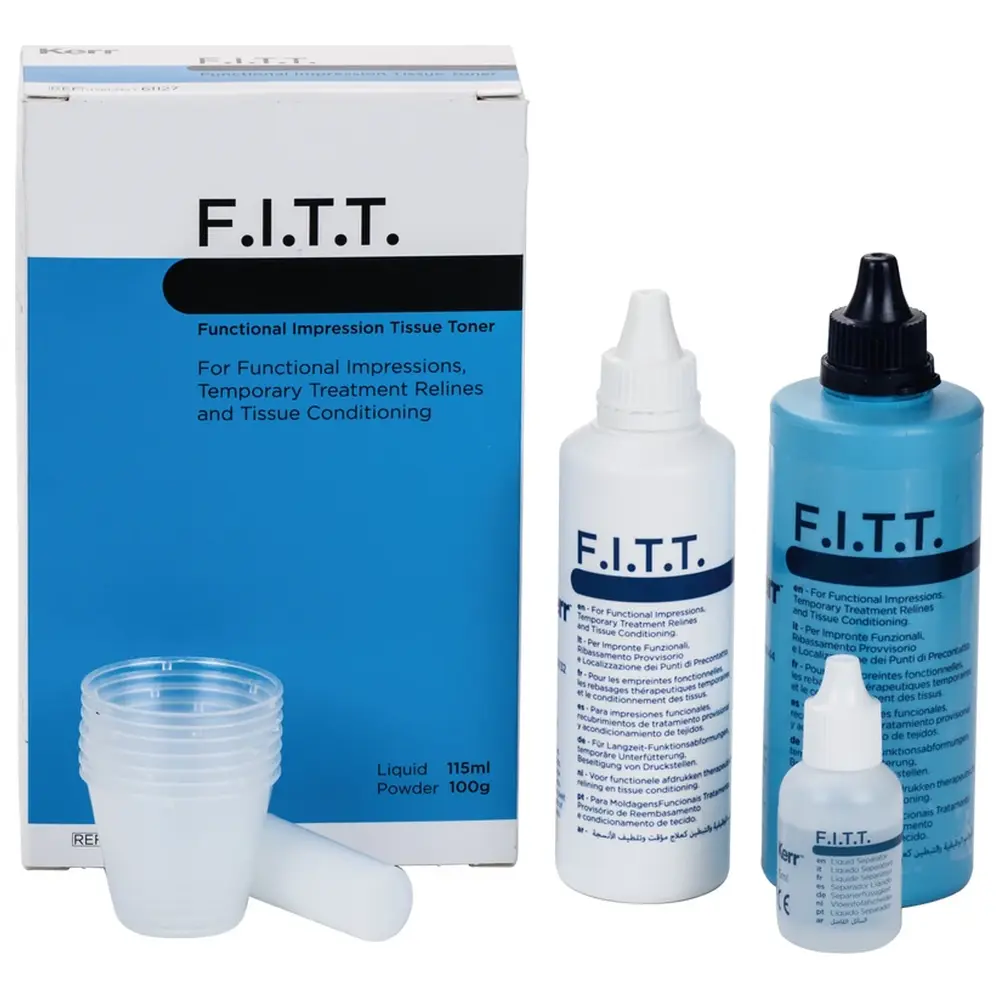Kerr F.I.T.T.™ - Standardpackung 100 g Pulver, 100 ml Flüssigkeit, 15 ml Separierflüssigkeit, Zubehör