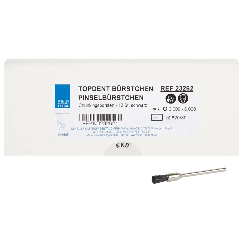 Kentzler-Kaschner TOPDENT Pinselbürstchen - Packung 12 Stück HP, Chungkingborsten, schwarz