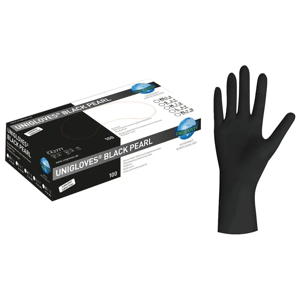 Unigloves BLACK PEARL - Packung 100 Stück puderfrei, schwarz, M