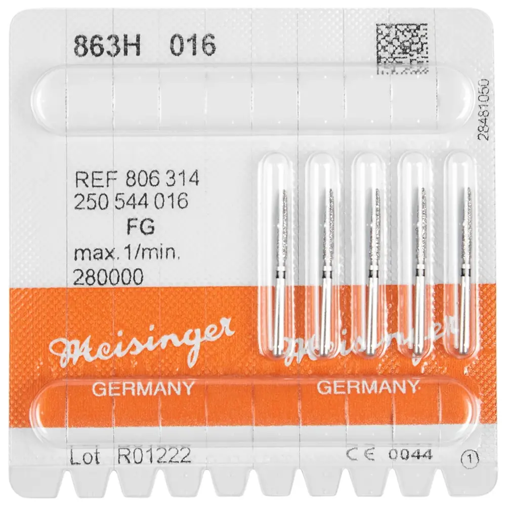 Hager & Meisinger Diamanten 863 - Packung 5 Stück schwarz super grob, FG, Figur 250 Flamme, 10 mm, ISO 016