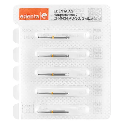 Edenta HM-Bohrer C1SDR - Packung 5 Stück rot RA, Figur 004, ISO 014