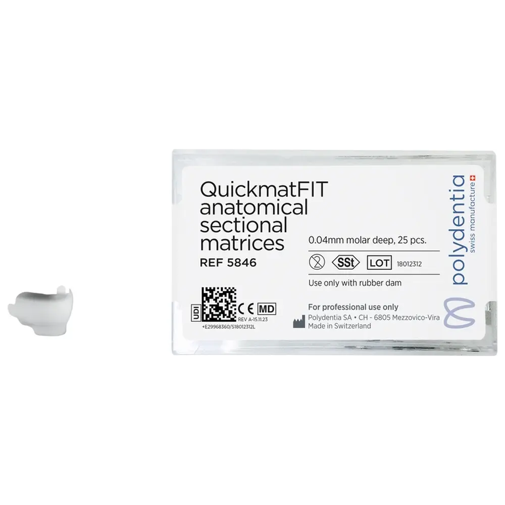 Polydentia SA QuickmatFIT Teilmatrizen - Packung 25 Stück Stärke 0,04 mm, Molar deep