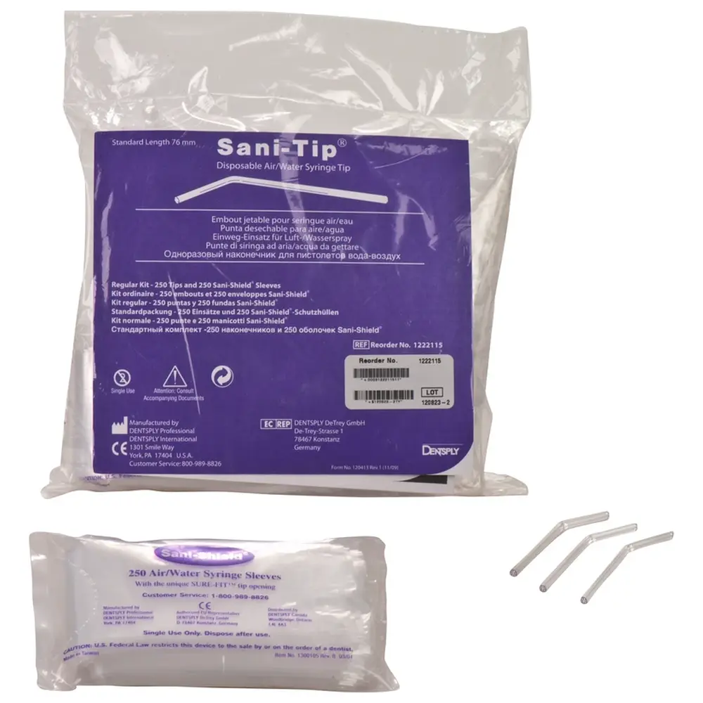 Dentsply Sirona Sani-Tips™ - Packung 250 Tips Standard 76mm, 250 Schutzhüllen