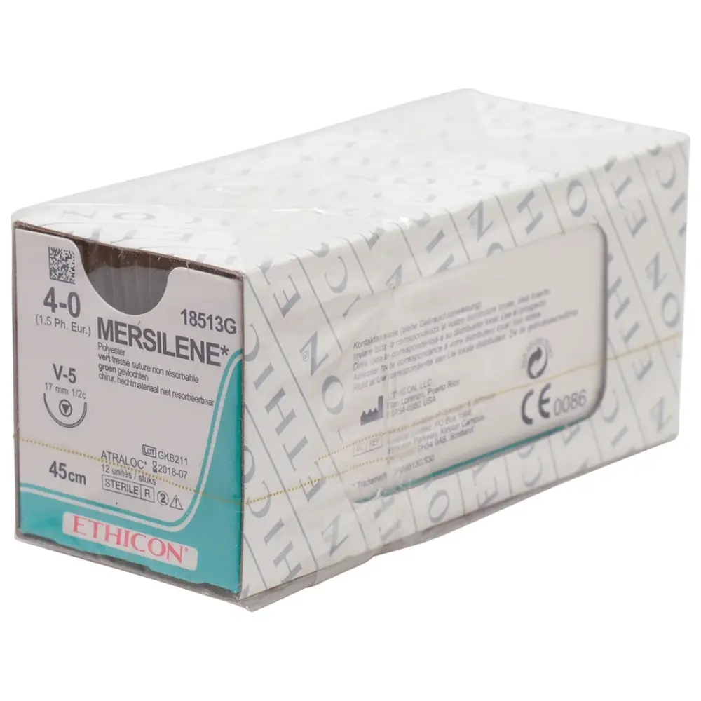 ETHICON Johnson & Johnson MEDICAL MERSILENE - Packung 12 Stück grün, 45 cm, V5, USP 4-0, Stärke 1,5
