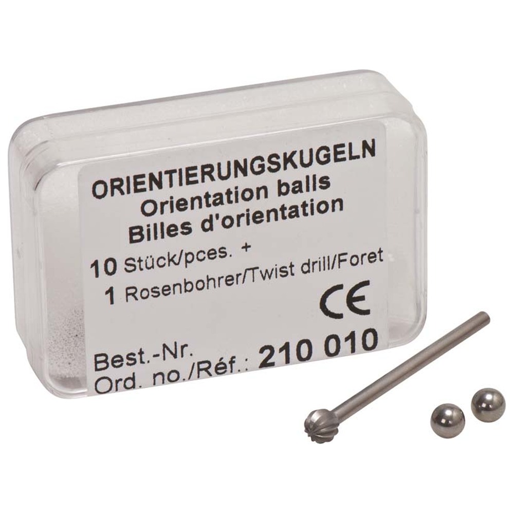ERKODENT Orientierungskugeln - Packung 10 Orientierungskugeln, Ø 5 mm, 1 Rosenbohrer