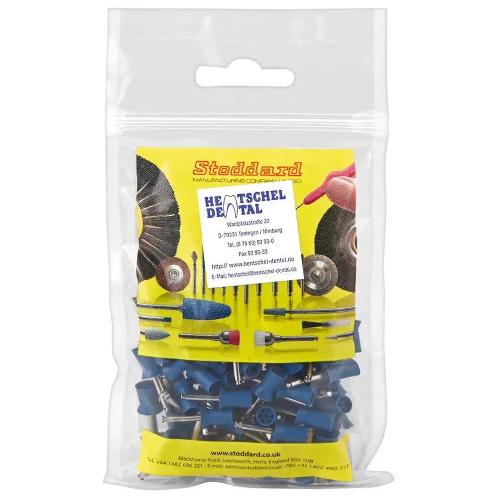 Hentschel-Dental SMART Line Gummipolierer - Packung 100 Stück latexfrei, RA, blau hart, 10 mm