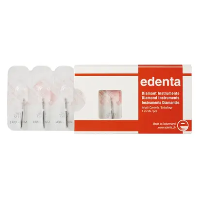Edenta Diamanten 885 - Packung 5 Stück Standard, FG, Figur 130 Zylinder Spitze, 8 mm, ISO 010