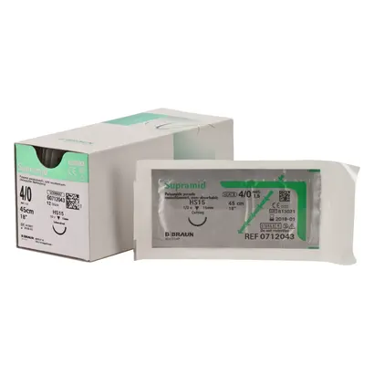 B. Braun Surgical S.A. SUPRAMID schwarz HS-15 4/0 45cm 1,5 Pa 12