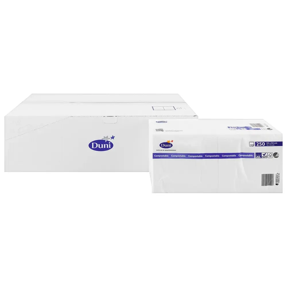 Duni Zelltuchservietten - Karton 4 x 250 Stück weiß, 33 x 33 cm, 3-lagig