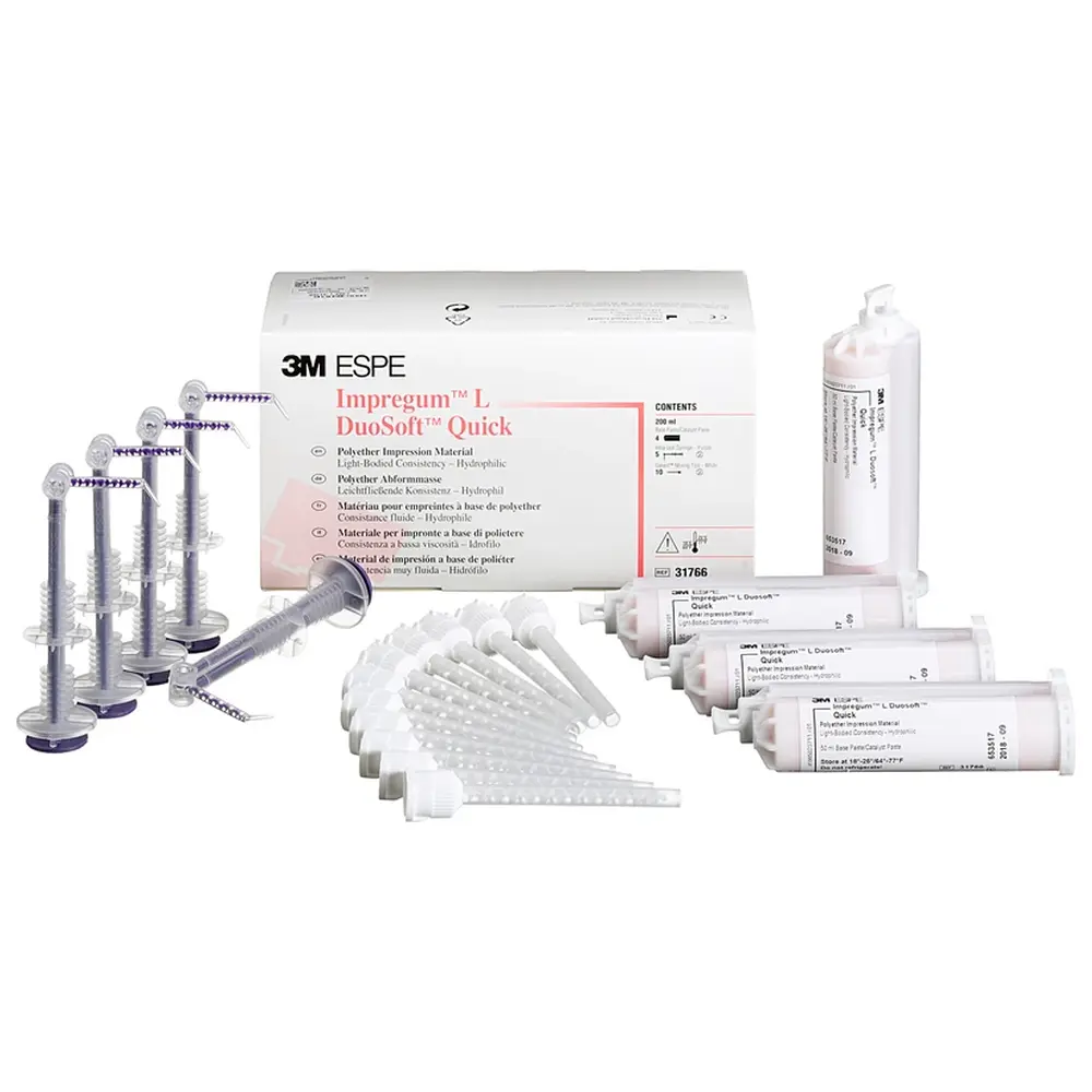 Solventum Dental Solutions Impregum™ Penta™ DuoSoft™ - Refill Packung 4 x 50 ml Doppelkartusche, 20 Mischkanülen weiß, L DuoSoft Quick