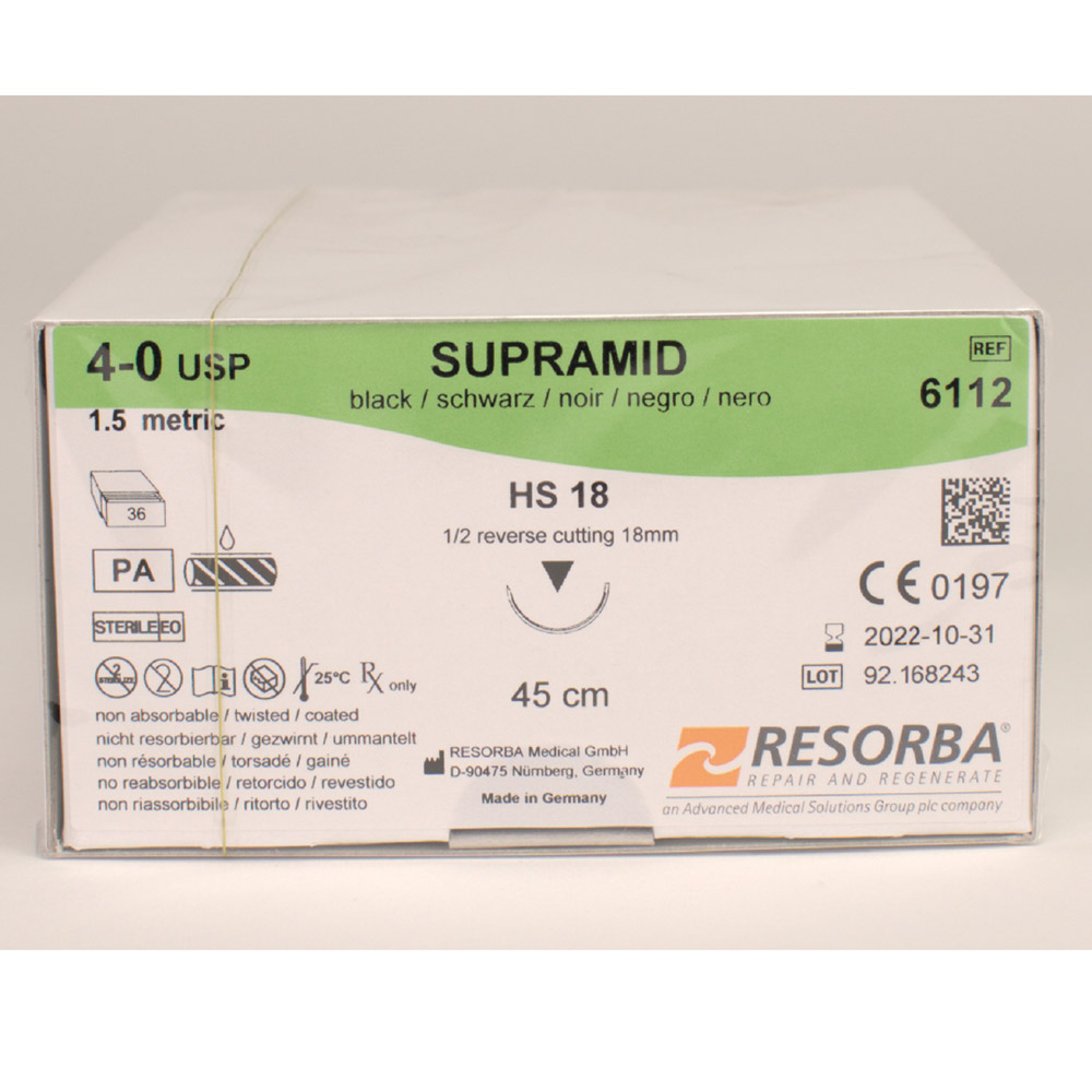 Supramid schwarz 4/0 HS18 3Dtz