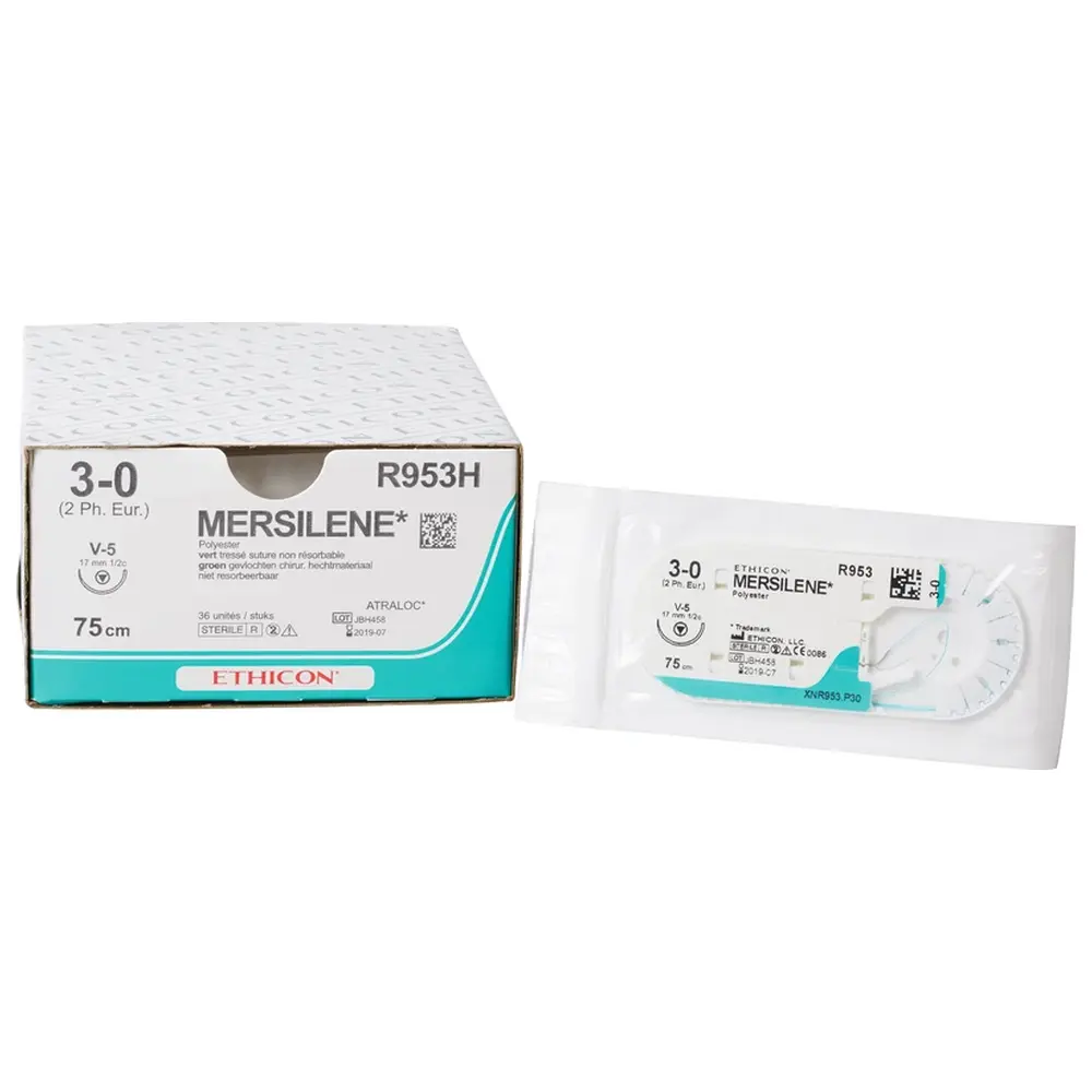 ETHICON Johnson & Johnson MEDICAL MERSILENE - Packung 36 Stück grün, 75 cm, V5, USP 3-0, Stärke 2