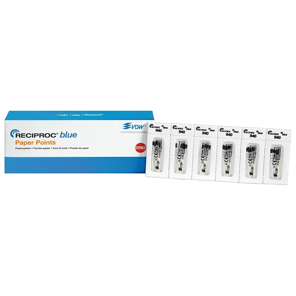 VDW RECIPROC® blue Papierspitzen - Packung 180 Stück ISO 040 VDW RECIPROC® blue Papierspitzen - Packung 180 Stück ISO 040