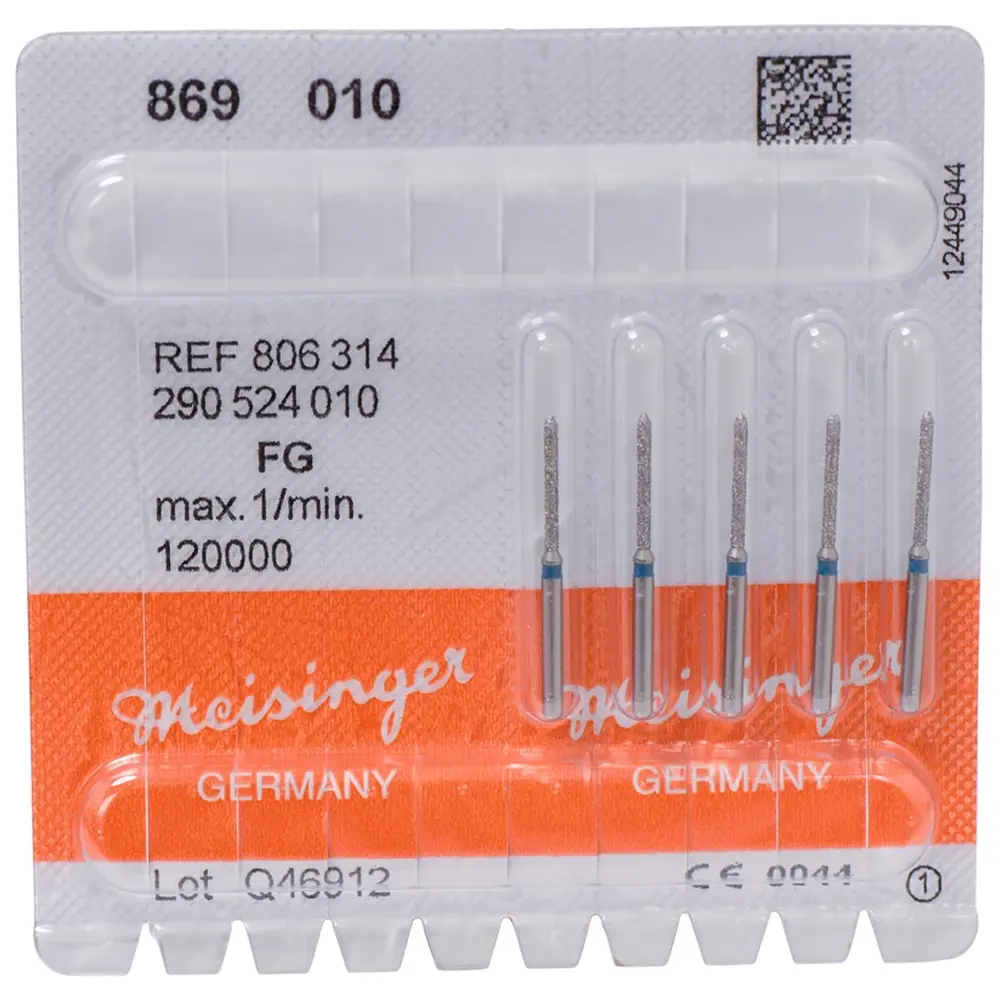 Hager & Meisinger Diamanten 869 - Packung 5 Stück blau mittel, FG, Figur 290 Torpedo, 10 mm, ISO 010