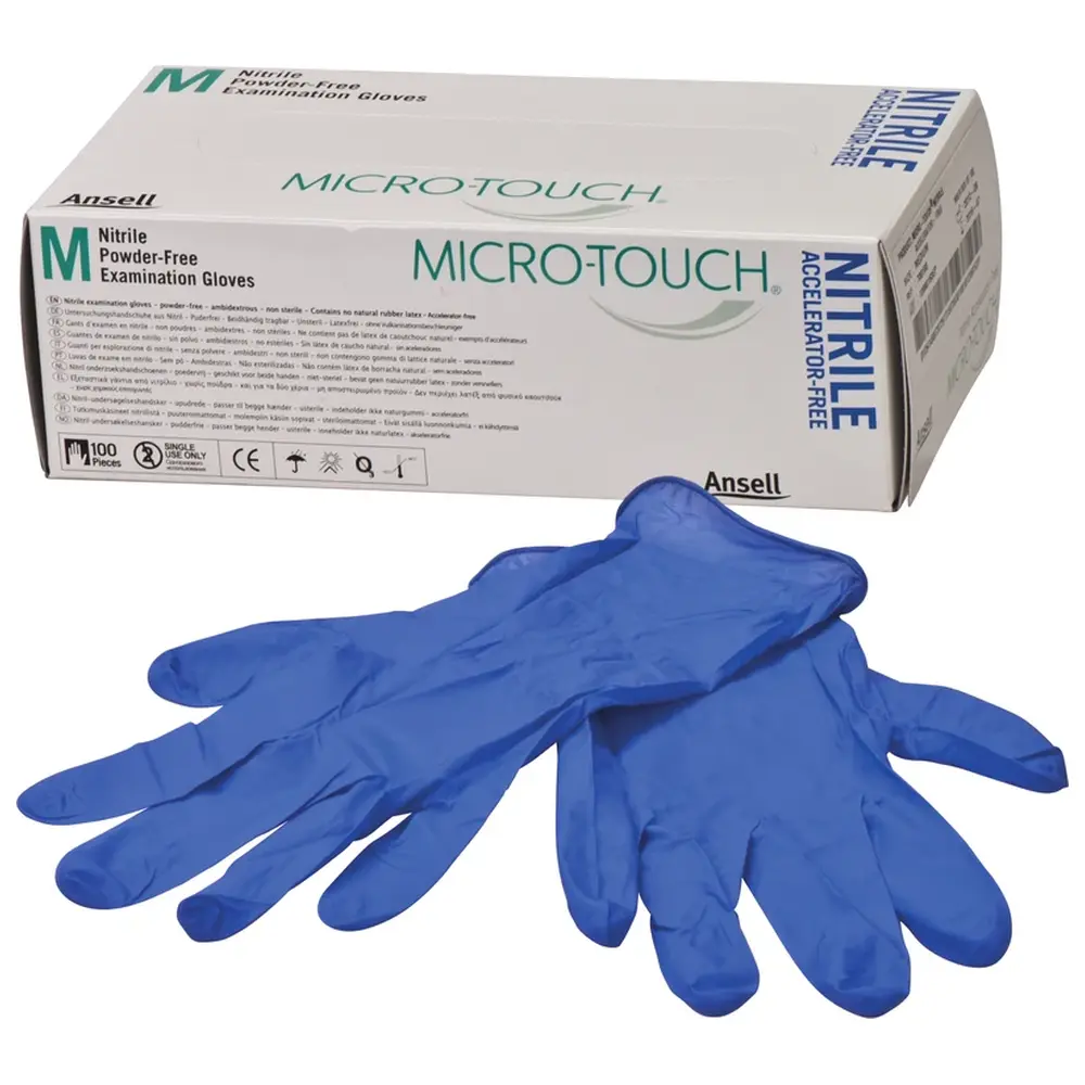 Ansell MICRO-TOUCH® Nitrile Accelerator-Free - Packung 100 Stück puderfrei, blau, M