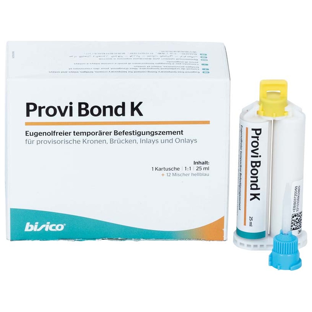 bisico Provi Bond K - Packung 25 ml Doppelkartusche, 12 Mischer hellblau 1:1