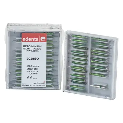 Edenta Reto-Minipin - Sortiment 100 montierte Stifte Titan