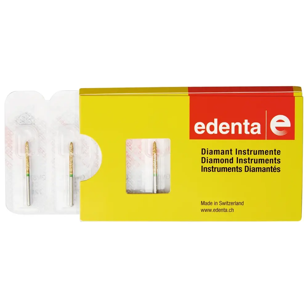 Edenta DIACUT V879K - Packung 5 Stück grün grob, FG, Figur 299 Torpedo konisch, 10 mm, ISO 018