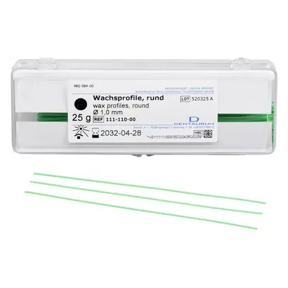 Dentaurum GmbH & Co. KG Wachsprofil Stangen grün rund D1mm Pa 25g