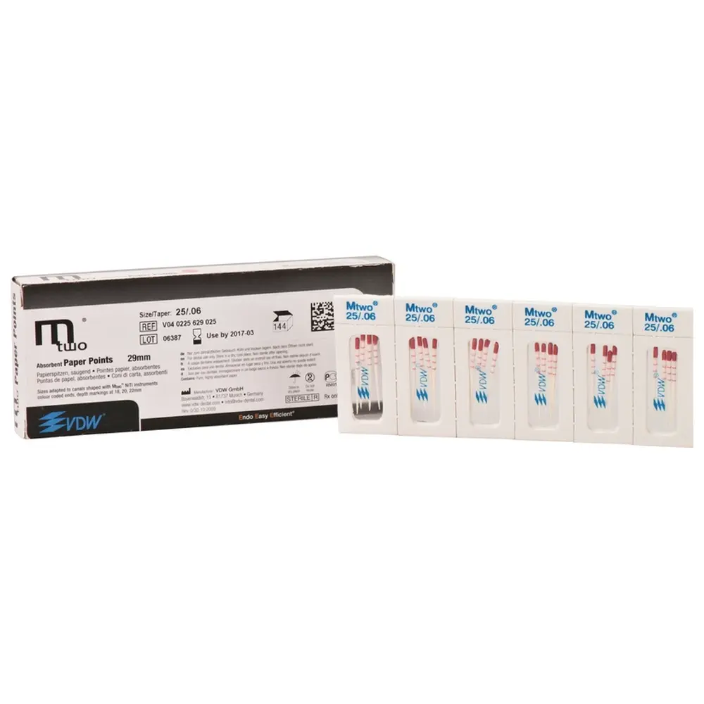 VDW Mtwo® Papierspitzen - Packung 144 Stück 29 mm, Taper.06, ISO 025