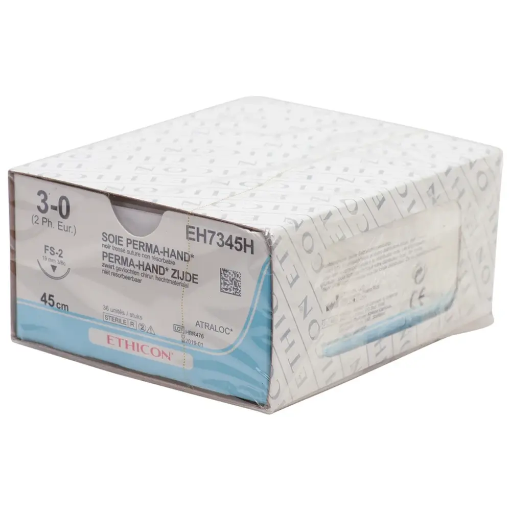 ETHICON Johnson & Johnson MEDICAL PERMA-HAND SEIDE - Packung 36 Stück schwarz, 45 cm, FS2, USP 3-0, Stärke 2