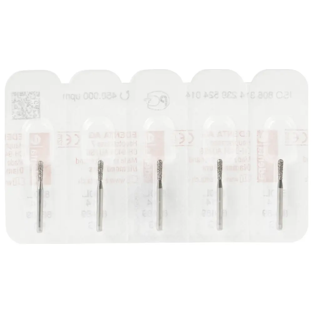 Edenta Diamanten 830L - Packung 5 Stück Standard, FG, Figur 239 Birne lang, 5 mm, ISO 014