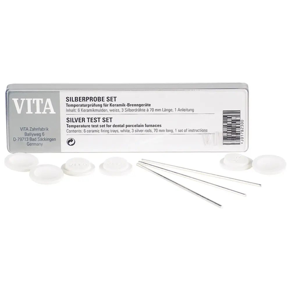 VITA Silberprobe - Set 6 Keramikmulden weiß, 3 Silberdrähte 70 mm, 1 Anleitung
