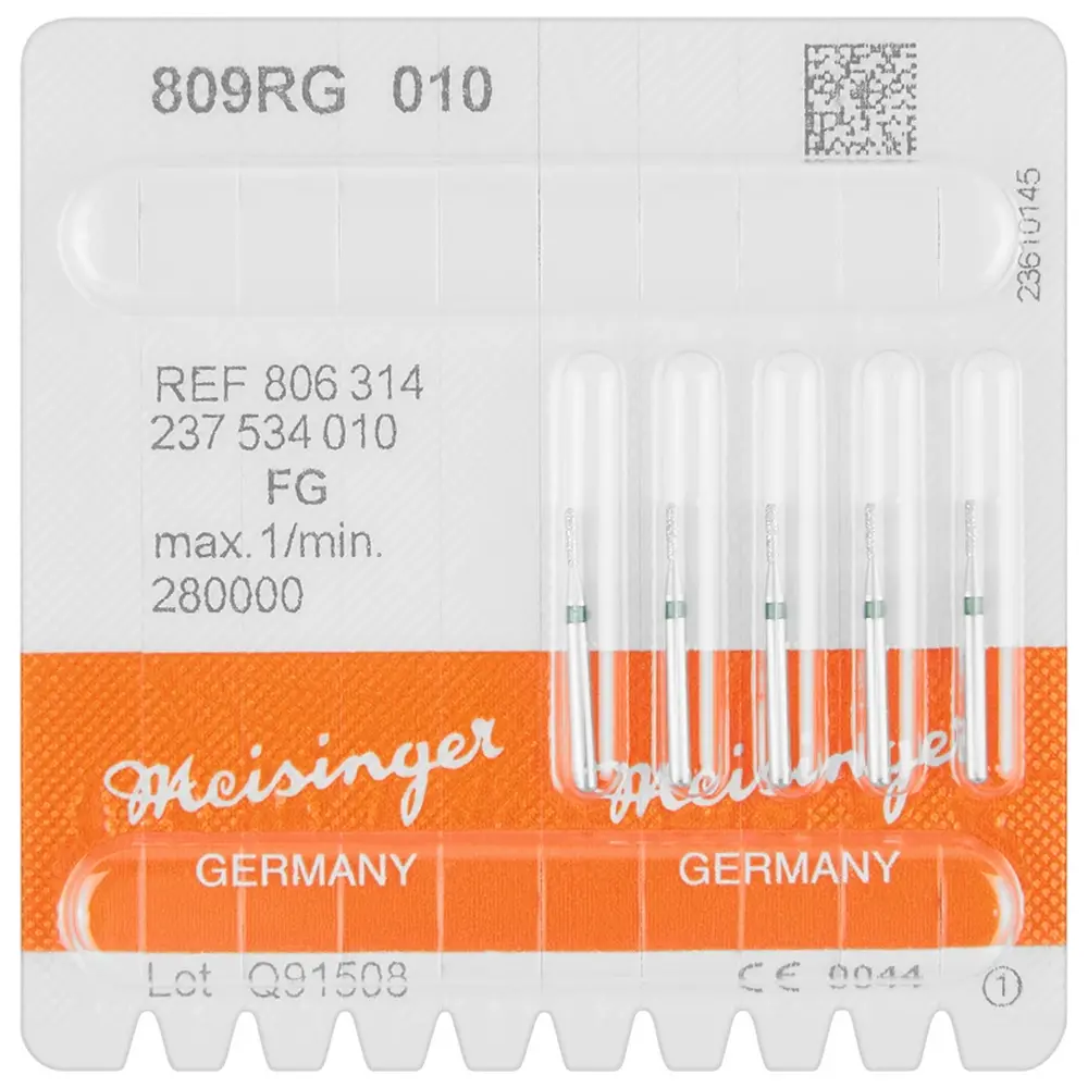 Hager & Meisinger Diamanten 809 - Packung 5 Stück grün grob, FG, Figur 237 Birne rund, 3,7 mm, ISO 010
