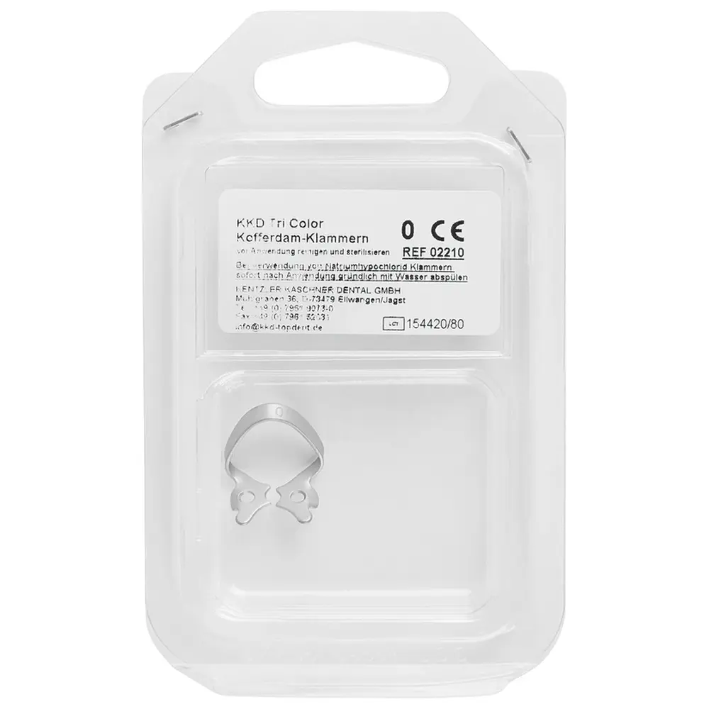 Kentzler-Kaschner KKD® Kofferdam Klammern triColor Antireflect - Stück platin matt, Nr. 0, für Prämolaren