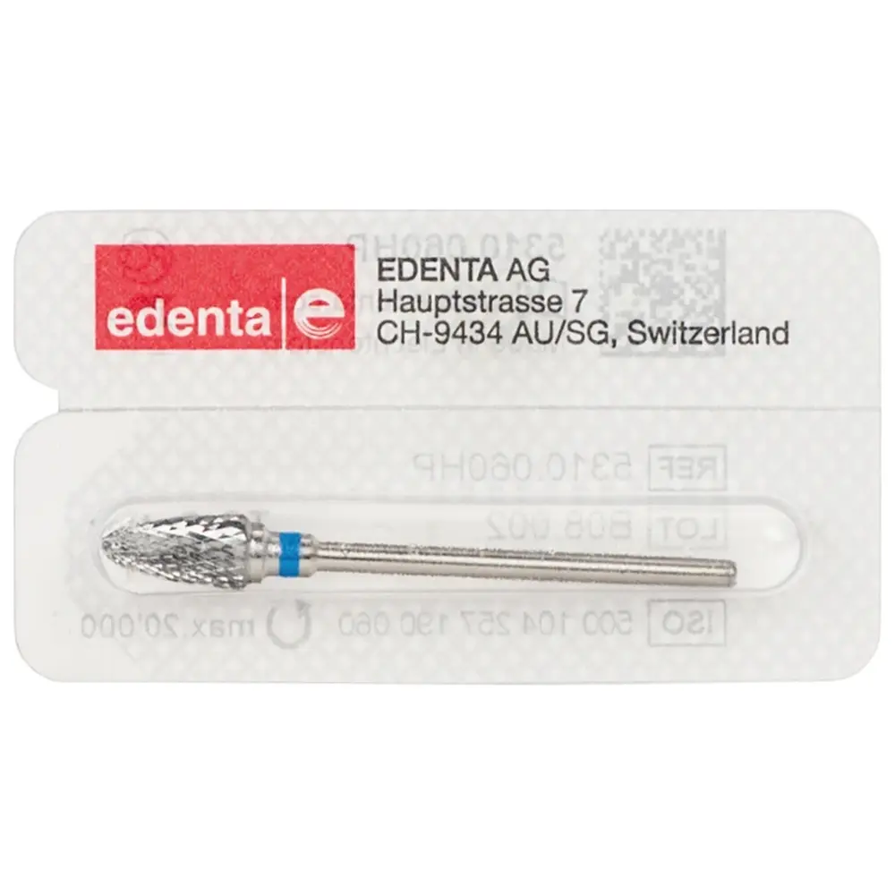 Edenta HM-Fräser Schliff 10 - Stück Kreuzverzahnung, blau standard, HP, Figur 257, 12 mm, ISO 060
