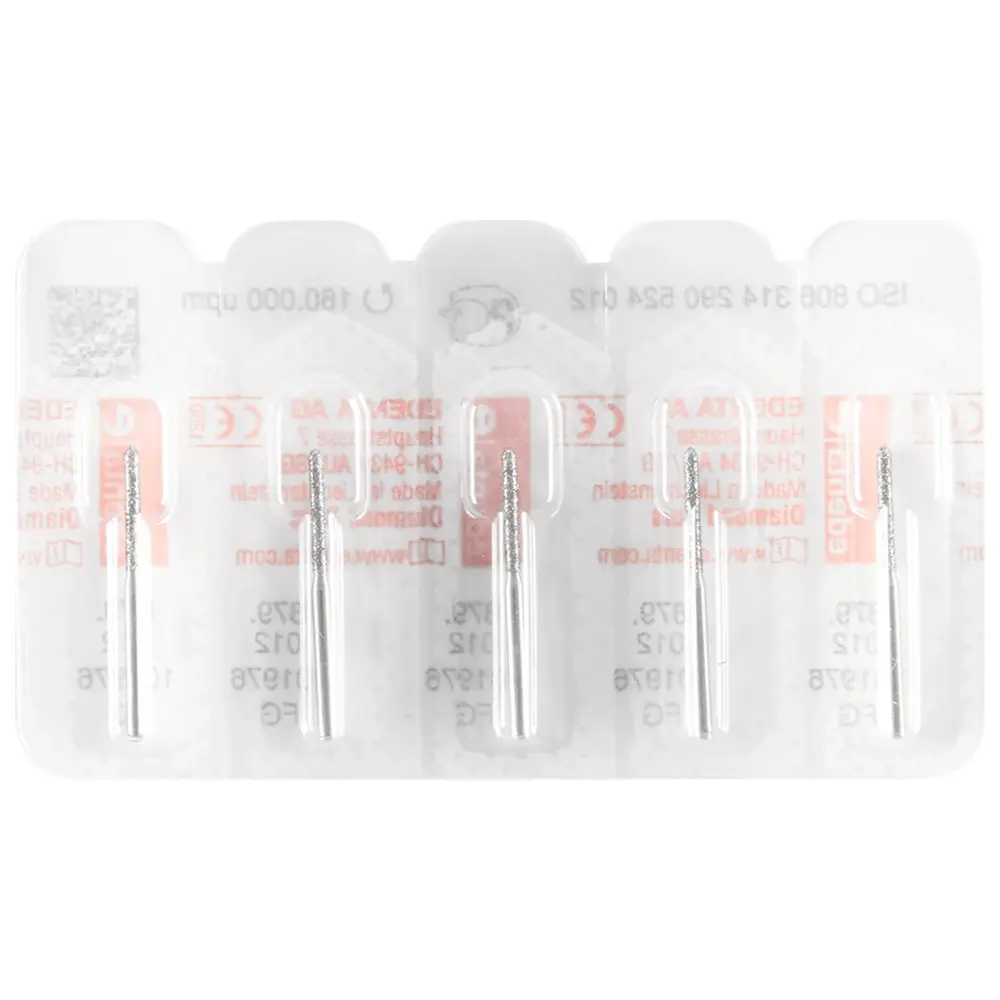 Edenta Diamanten 879 - Packung 5 Stück Standard, FG, Figur 290 Torpedo zylindrisch, 10 mm, ISO 012