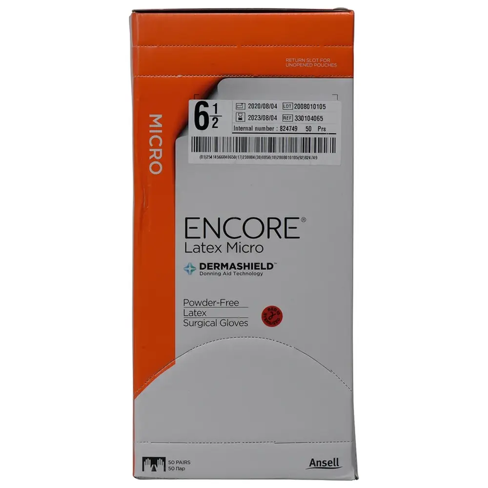 Ansell ENCORE® Latex Micro - Packung 50 Paar puderfrei, braun, Größe 6,5