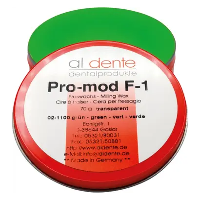 al dente Dentalprodukte GmbH Pro-Mod F-1 Fräs-Schabwachs grün transparent Dose 70g