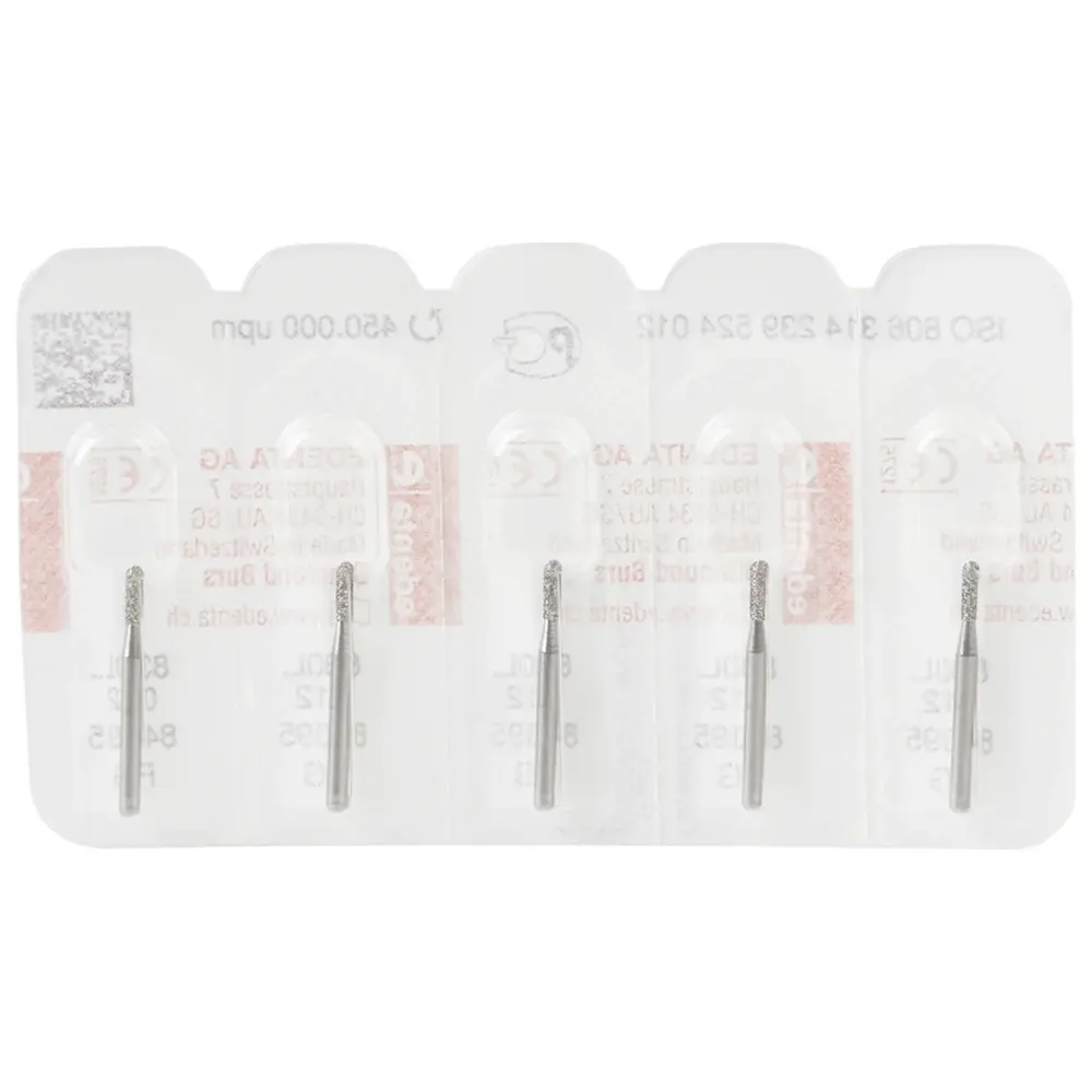 Edenta Diamanten 830L - Packung 5 Stück Standard, FG, Figur 239 Birne lang, 4 mm, ISO 012