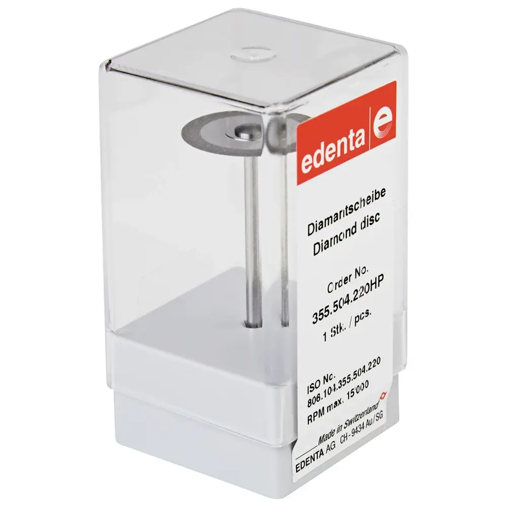 Edenta Diamantscheibe 355 - Stück gelb superfein, HP, Figur 355, 0,12 mm, ISO 220