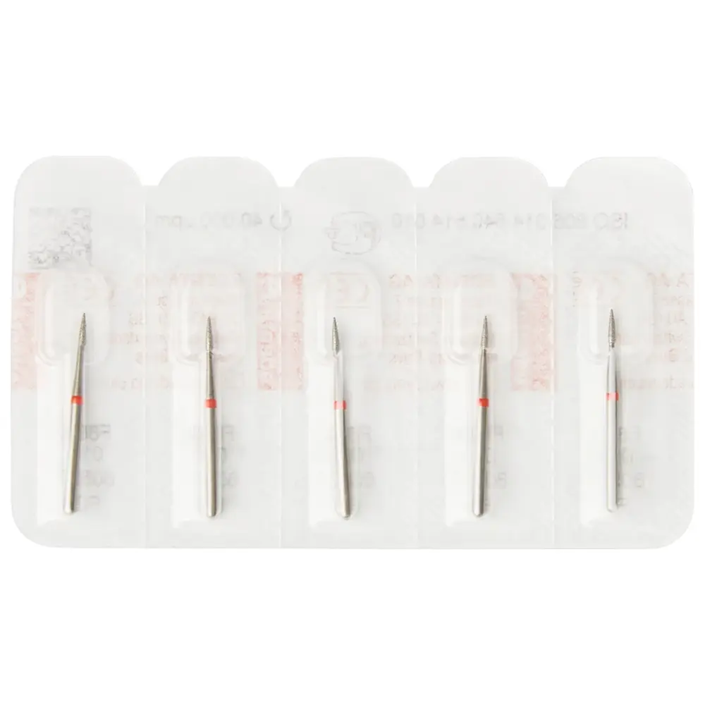 Edenta Diamanten 889 - Packung 5 Stück rot fein, FG, Figur 540 Flamme, 4 mm, ISO 010