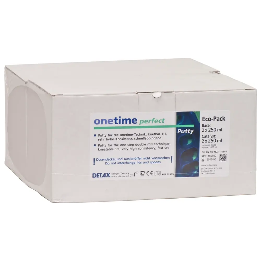 DETAX onetime perfect - Eco-Packung 4 x 250 ml Base, 4 x 250 ml Katalysator Putty, 4 Dosierlöffel