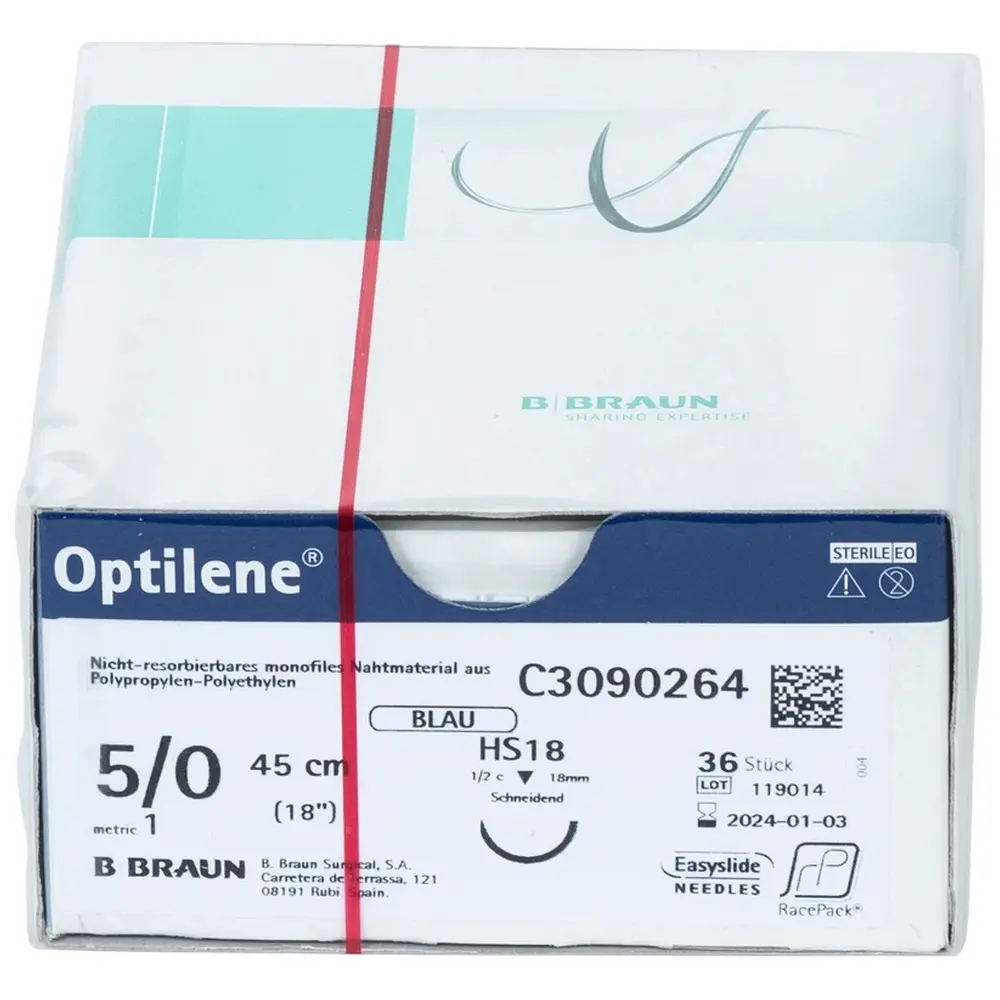 B. Braun Optilene® - Packung 36 Stück 45 cm, USP 5/0, HS18