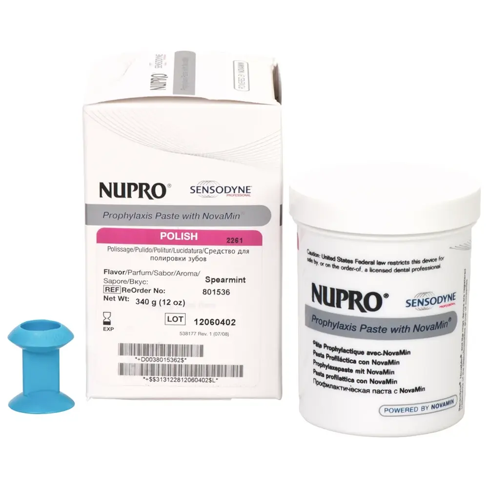 Dentsply Sirona NUPRO® mit NovaMin® - Packung 340 g Polierpaste ohne Fluorid, Prophy Grip, Minze