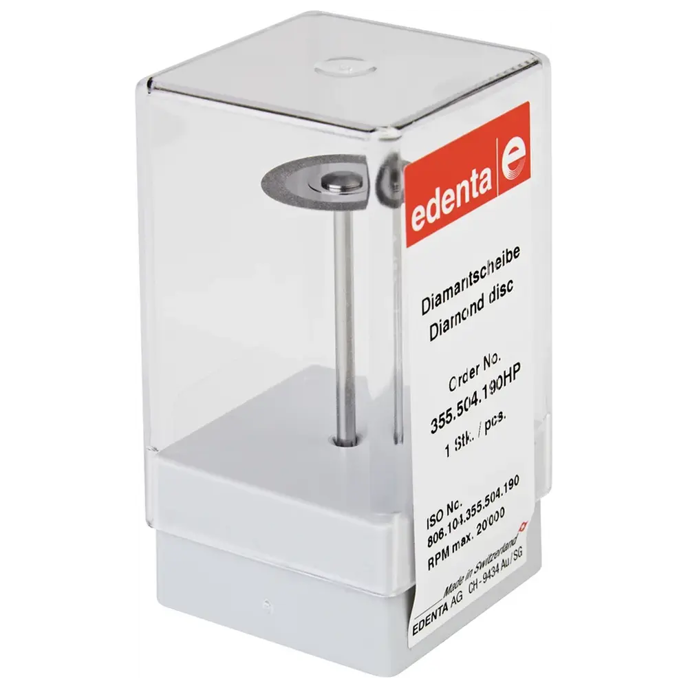 Edenta Diamantscheibe 355 - Stück gelb superfein, HP, Figur 355, 0,12 mm, ISO 190